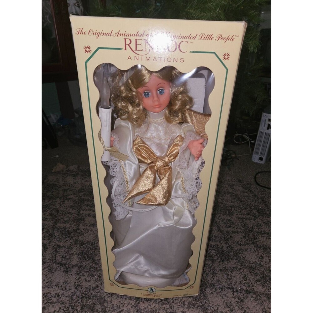 Vtg Rennoc Animations Christmas Angel Candle, Gold Halo Blonde 26" Tested.